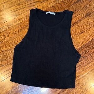Zara basic cropped rib tank medium